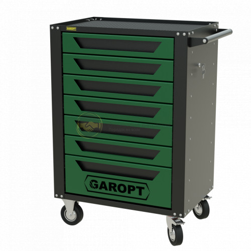 Тележка инструментальная Garopt серия High 7 ящиков доводчики зеленая