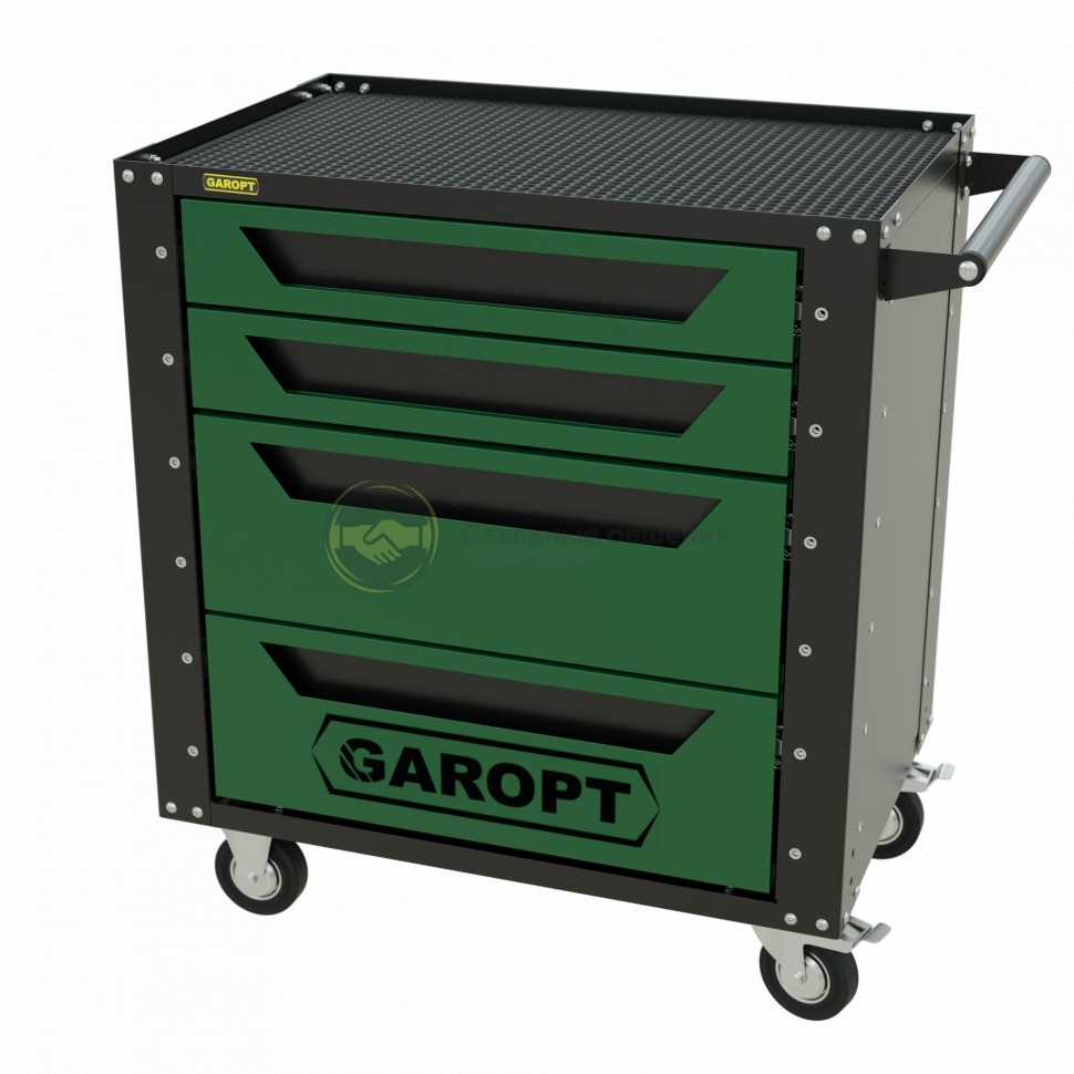 Тележка инструментальная Garopt серия Low-cost 4 ящика зеленая